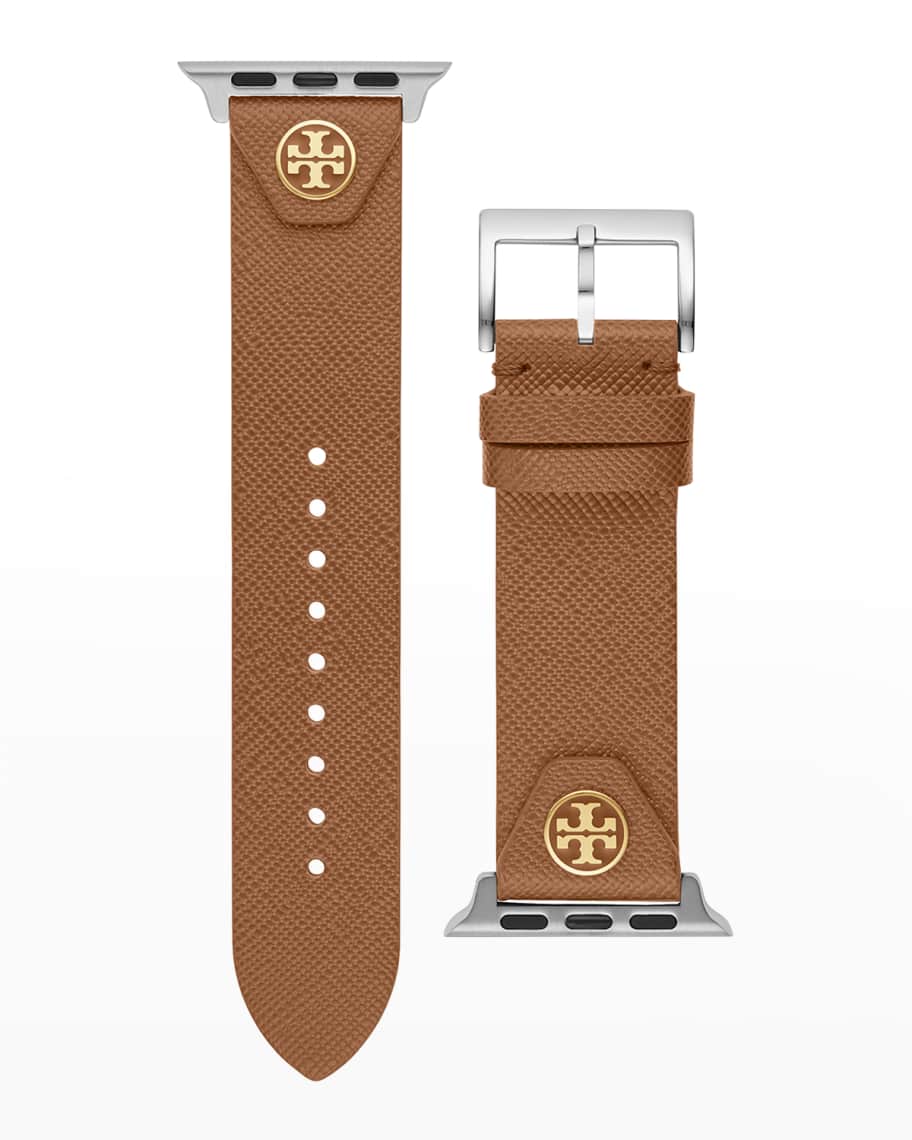 Tory Burch Saffiano Leather Apple Watch Band in Luggage, 38-40mm