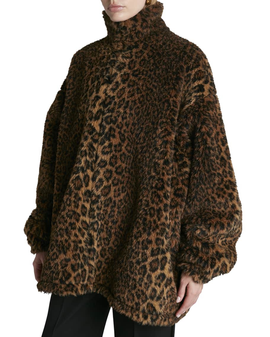 balenciaga leopard coat