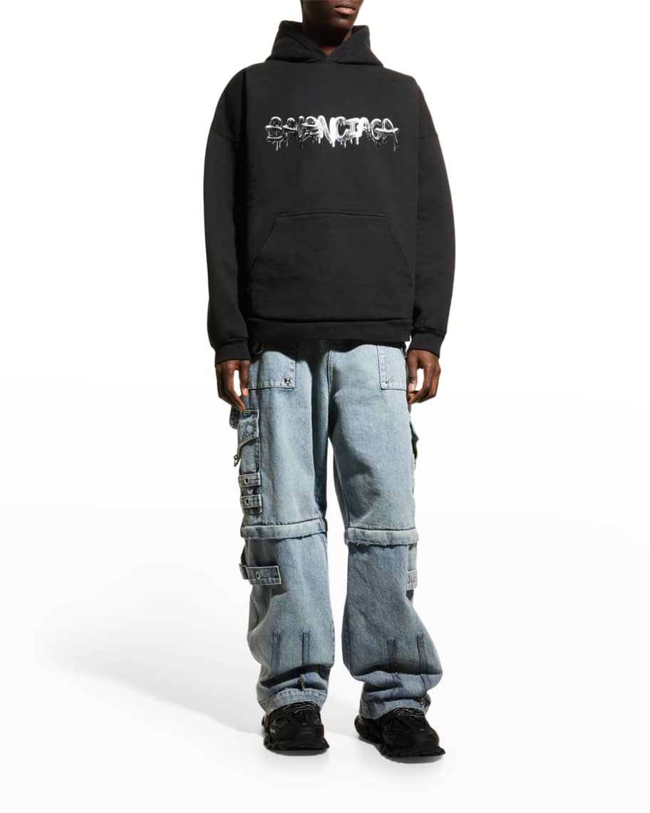 Balenciaga Men's Slime Logo Wide-Fit Hoodie | Neiman Marcus