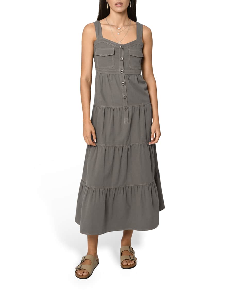 knee length dresses for ladies Nicole Miller Printed Palma Satin Maxi Dress main image 1