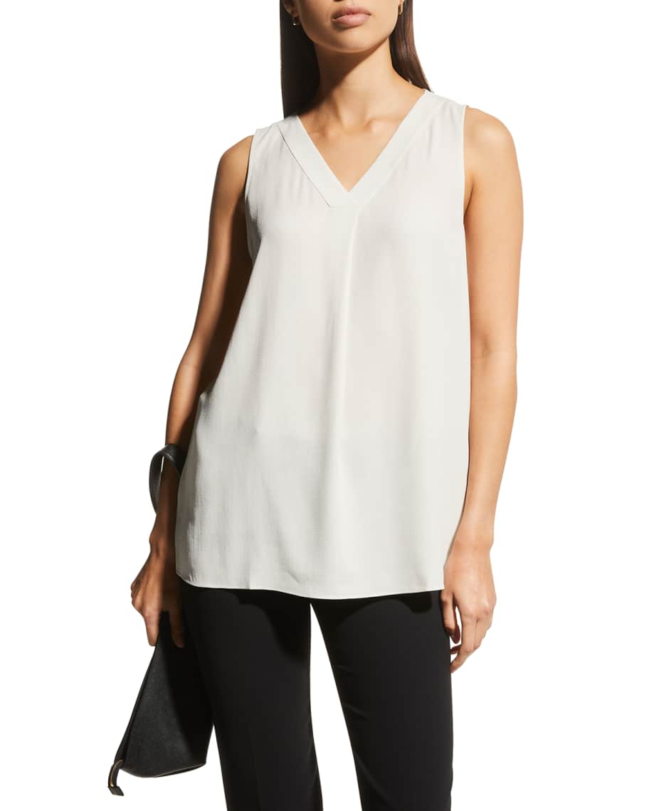 Eileen Fisher Washable Wool Crepe Crewneck Tank Top