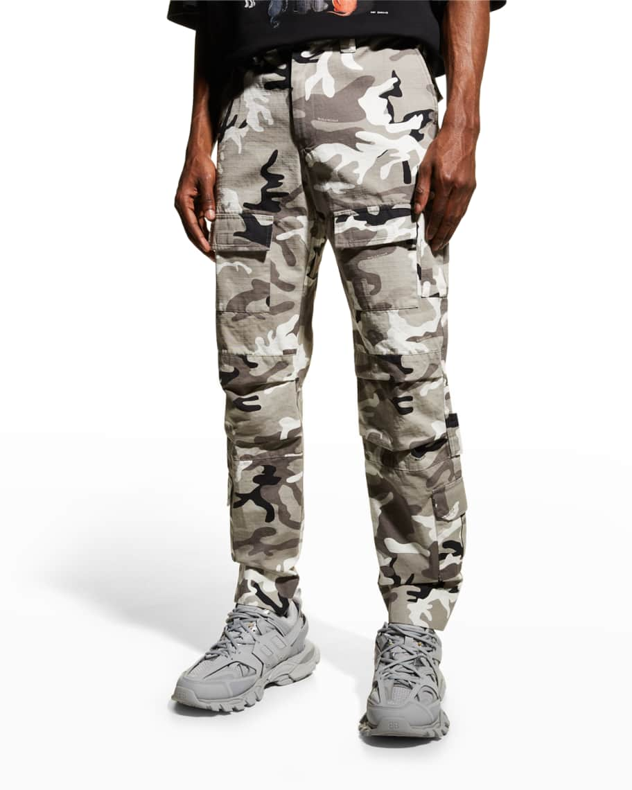 Balenciaga Men's Fitted Camo Cargo Pants | Neiman Marcus