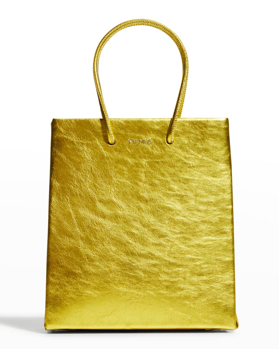 MEDEA Metallic Leather Tote Bag w/ Chain Strap | Neiman Marcus
