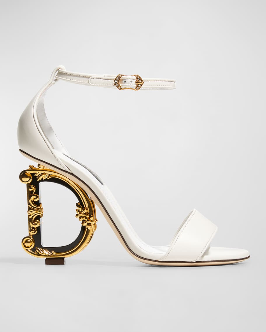 Dolce&Gabbana 105mm Leather Barocco-Heel Sandals | Neiman Marcus