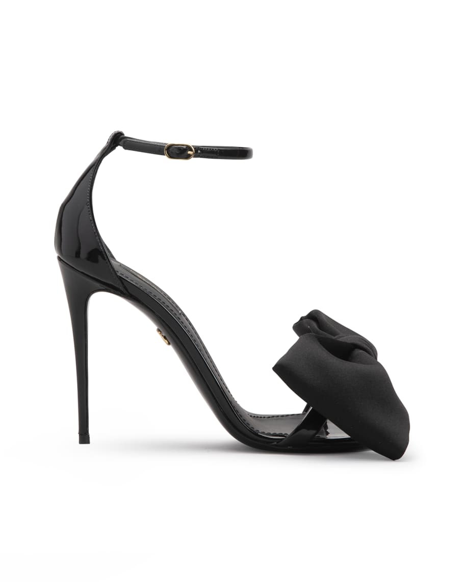Dolce&Gabbana 105mm Bow Satin Sandals | Neiman Marcus