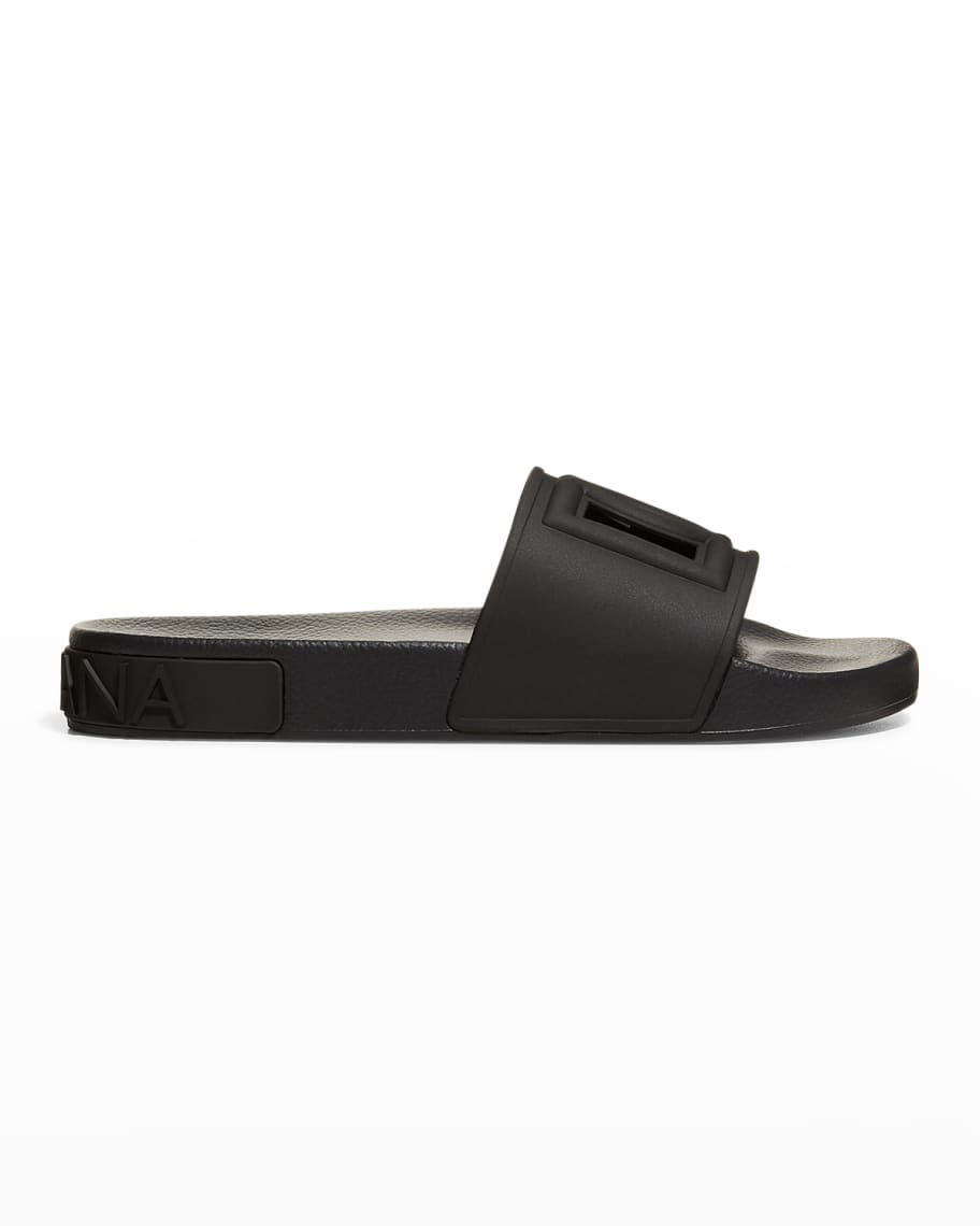 Dolce&Gabbana DG Cutout Pool Slide Sandals | Neiman Marcus