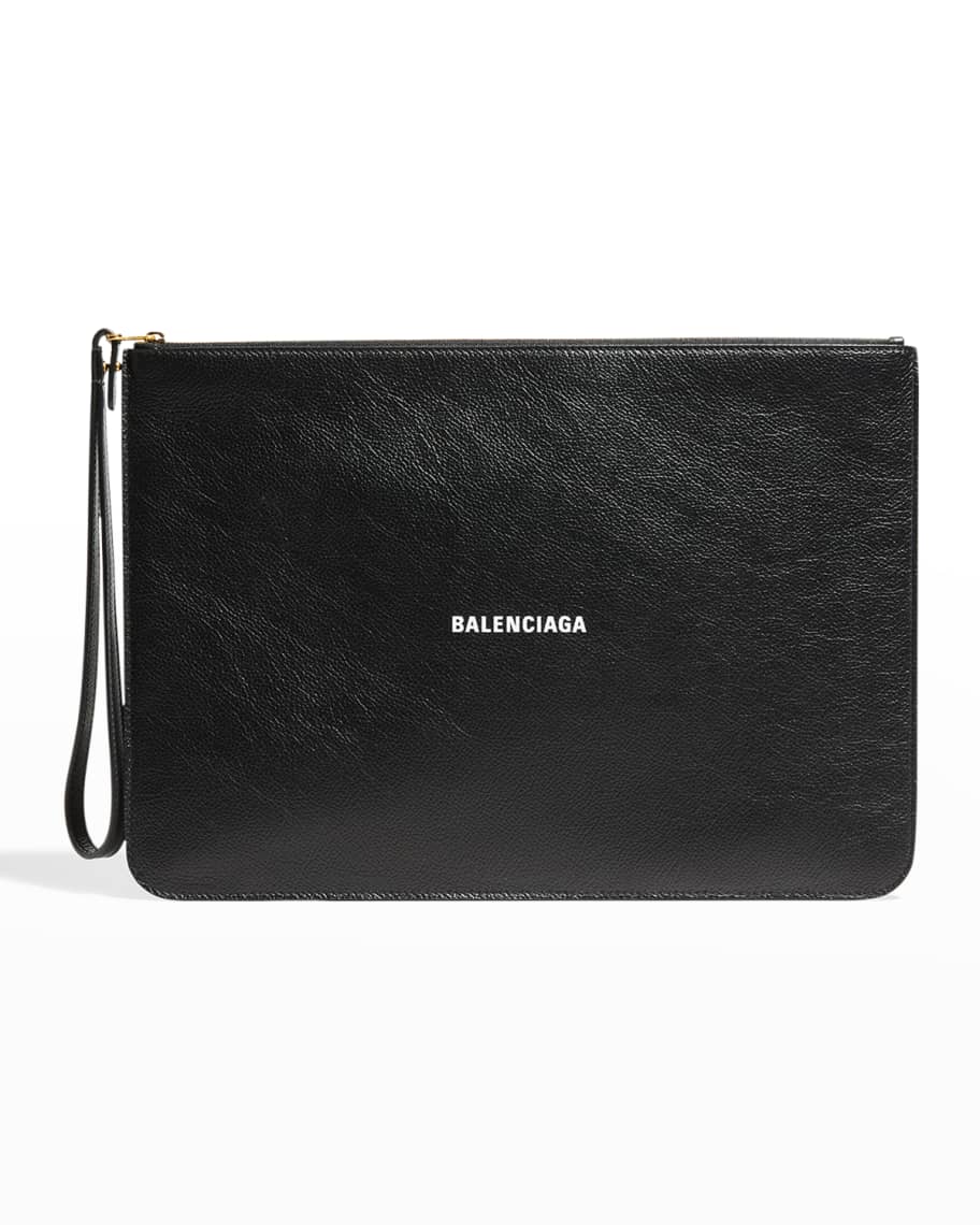 Give udstrømning ekstremister Balenciaga Logo Leather Zip Clutch Bag | Neiman Marcus