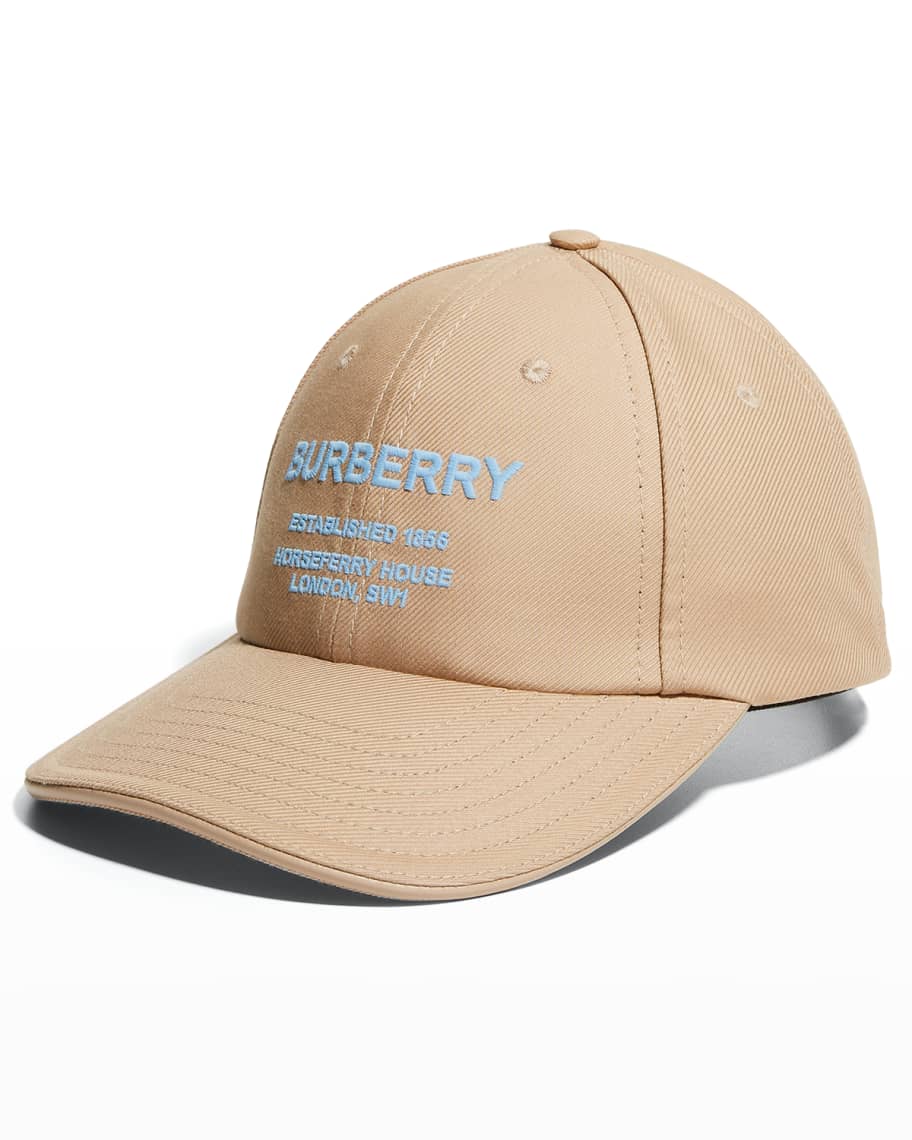 Burberry Leather-trimmed Logo-jacquard Denim Baseball Cap In New