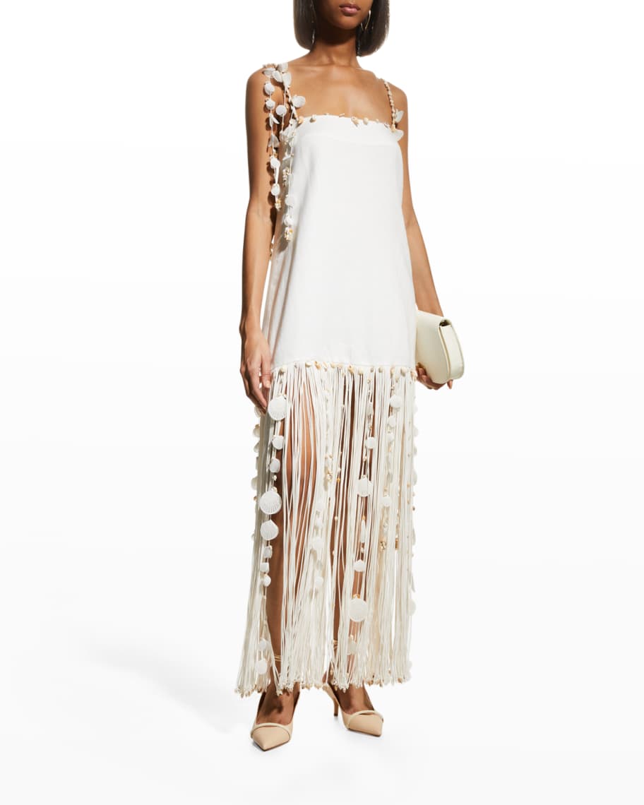 Zimmermann Postcard Shell Fringe Dress | Neiman Marcus