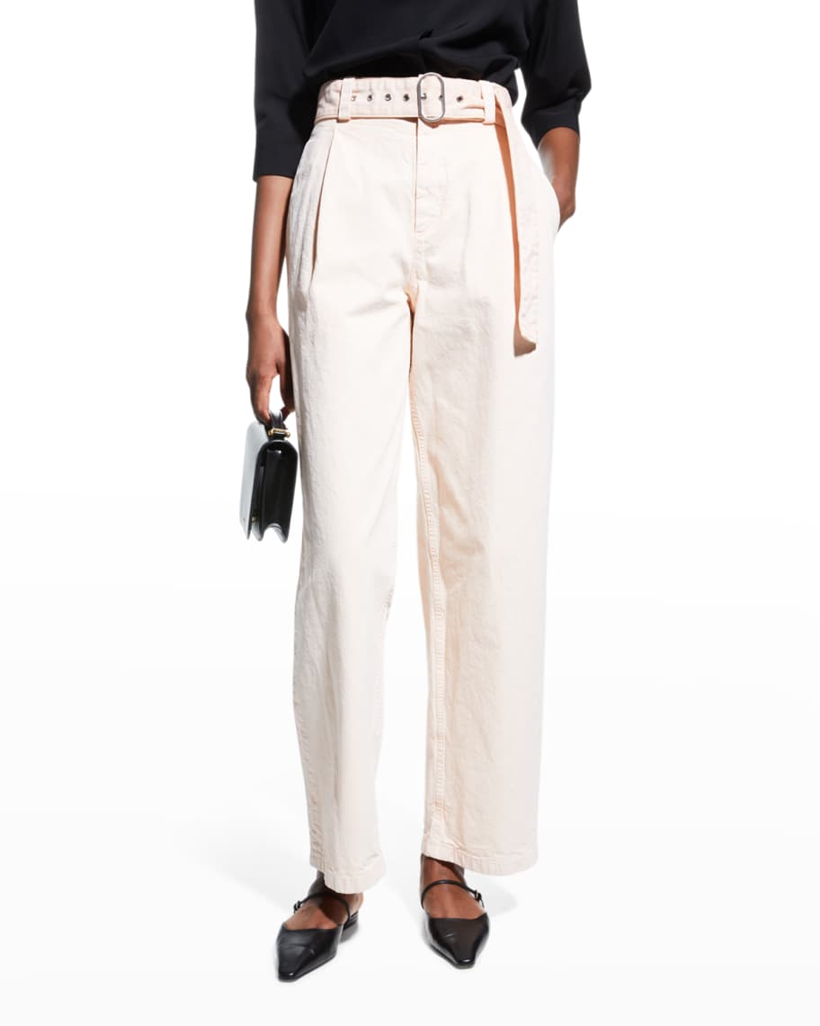 Jil Sander Belted Straight-Leg Ankle Trousers | Neiman Marcus