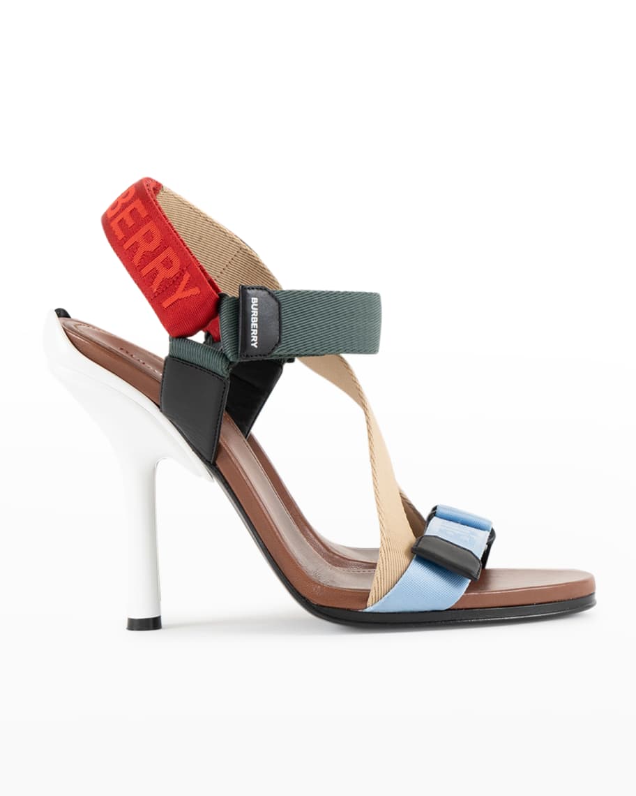 Burberry Patterson Colorblock Grip Stiletto Sandals Neiman Marcus