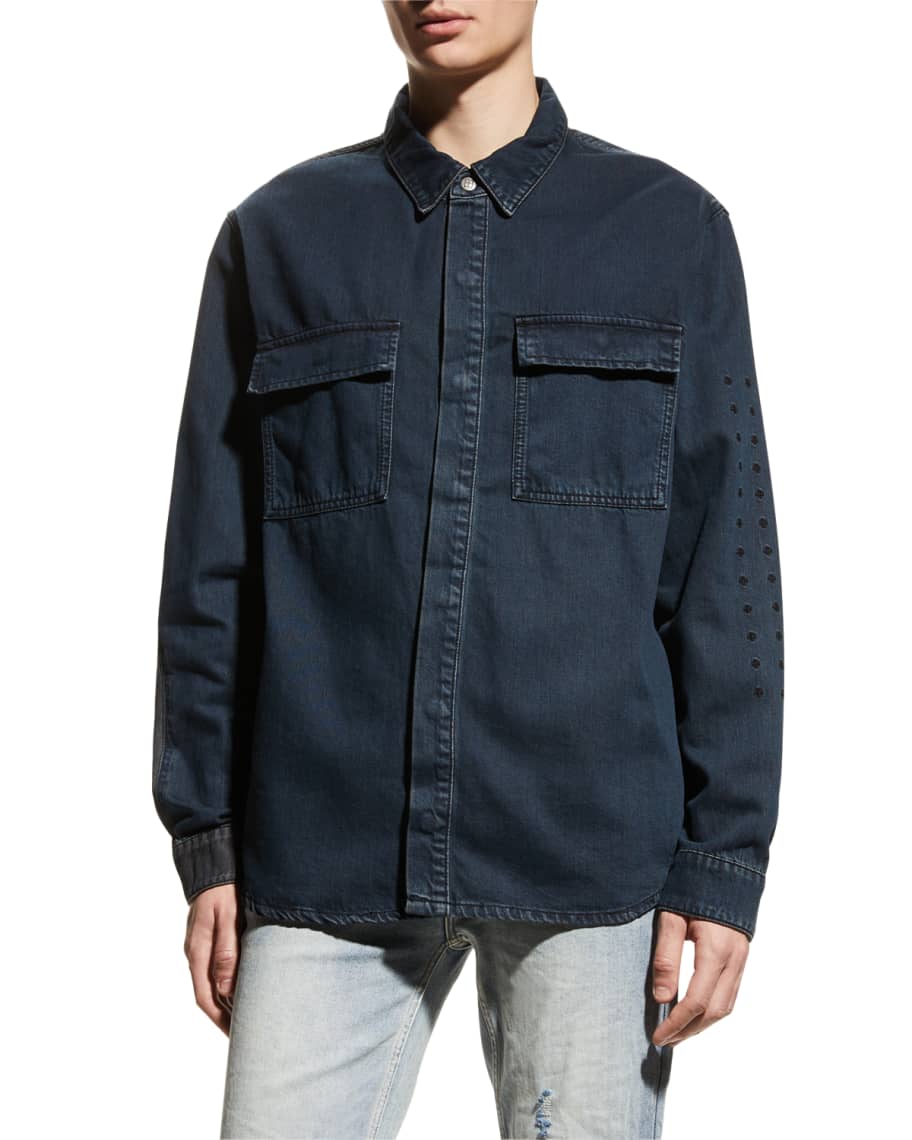 Ksubi Men's Snakebite Denim Logo Sport Shirt | Neiman Marcus