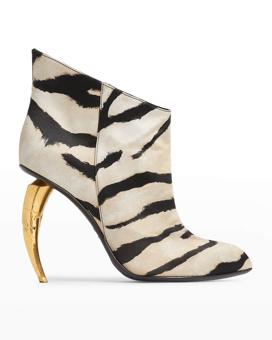 Cavalli Saber Tooth Tiger-Print Booties | Neiman Marcus