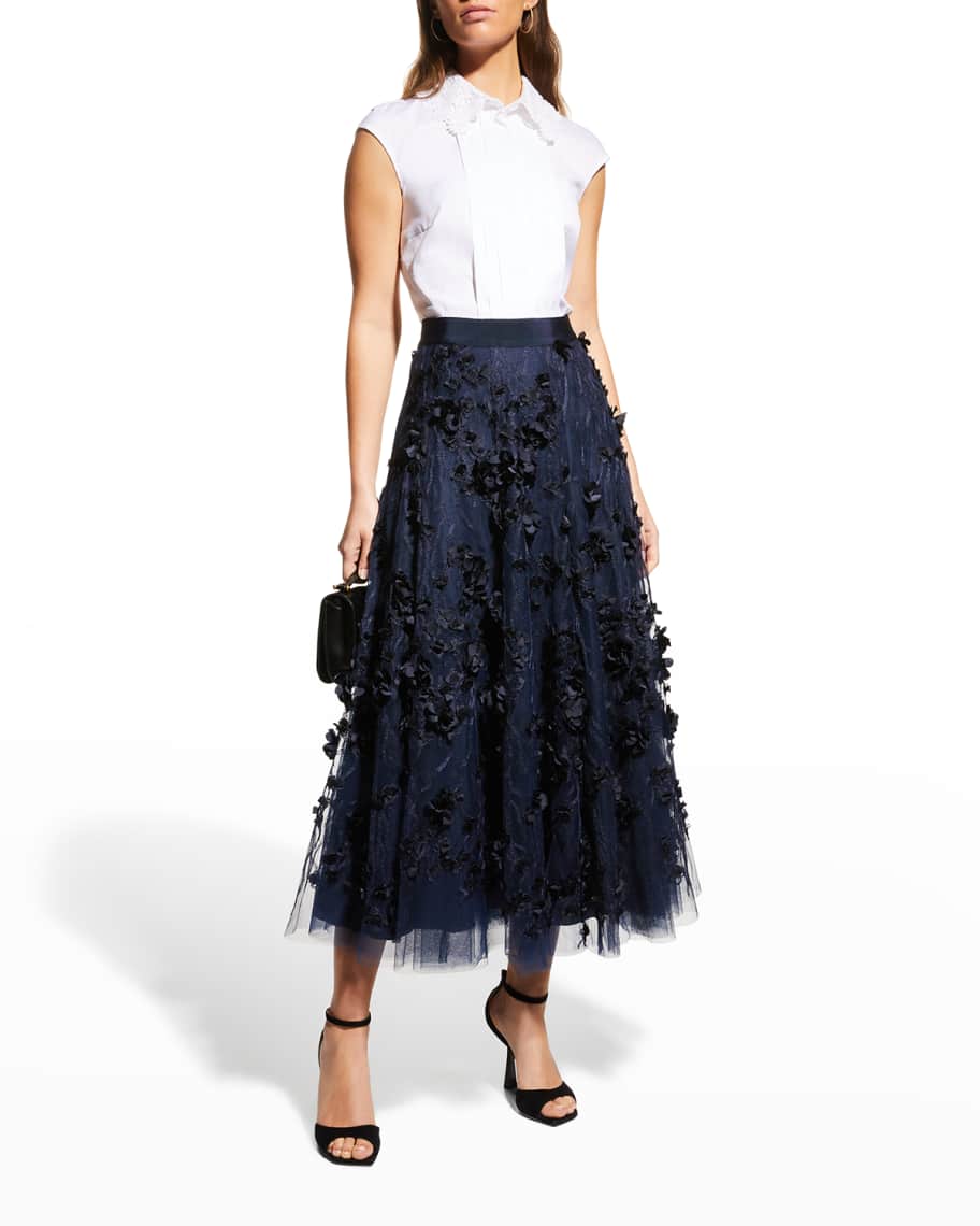 Midi floral applique skirt online