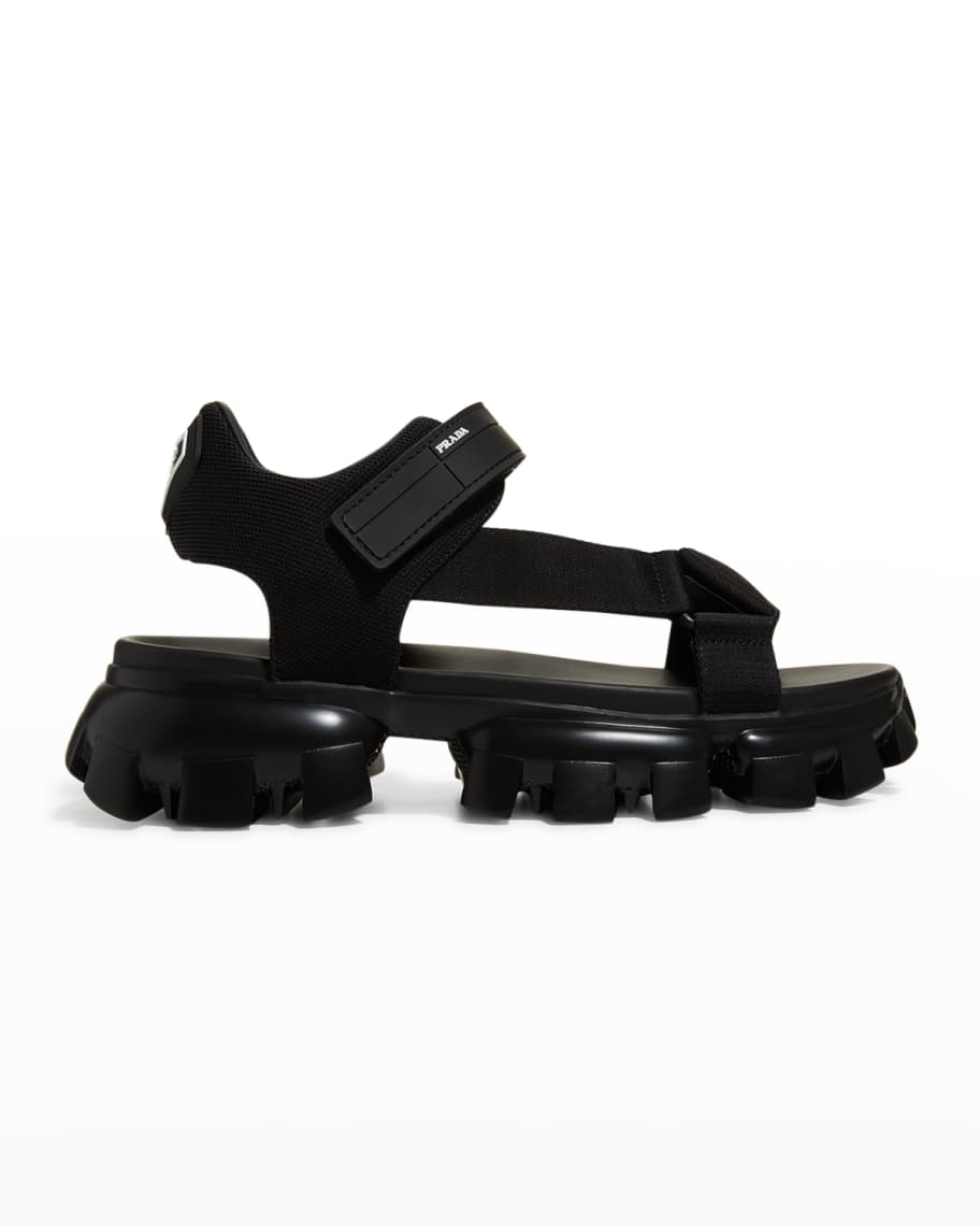 Prada Men's Sporty Woven Nylon Tape Sandals | Neiman Marcus