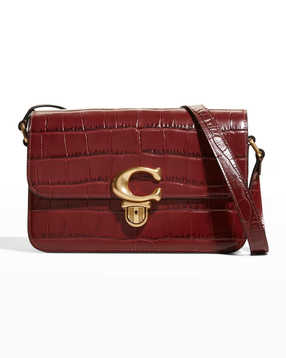 Coach Studio CrocEmbossed Shoulder Bag Neiman Marcus