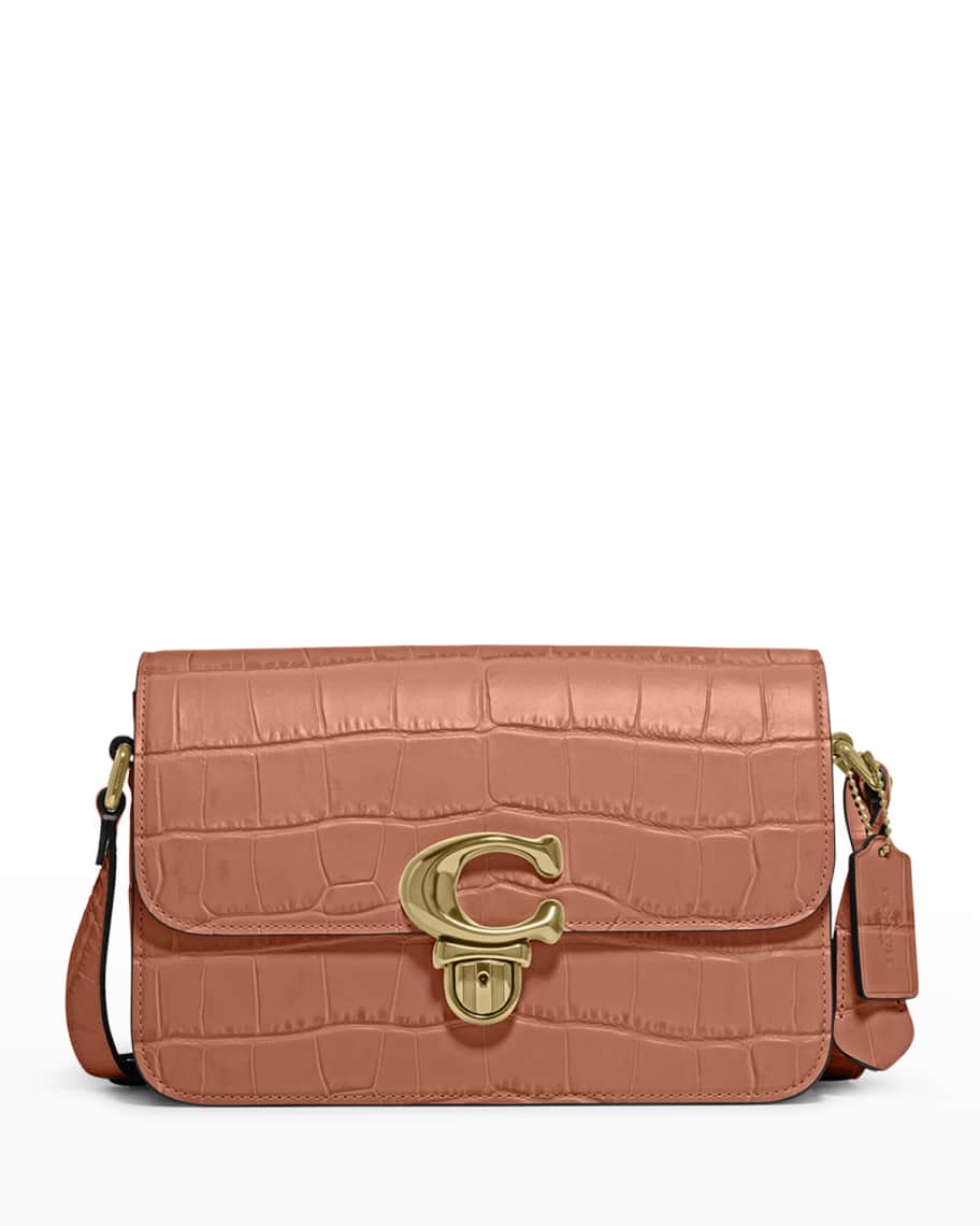 Coach Studio CrocEmbossed Shoulder Bag Neiman Marcus