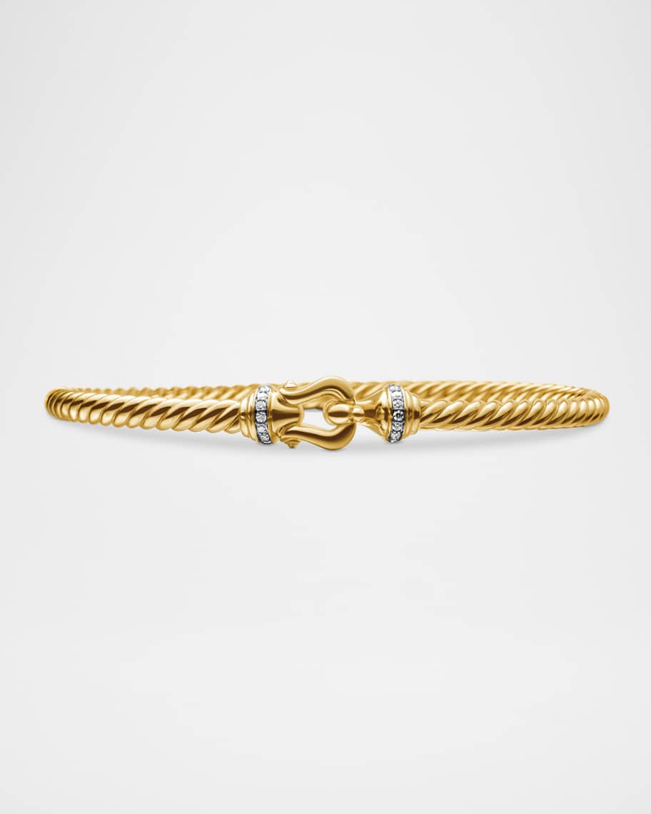 David Yurman Cable Buckle Bracelet with Diamonds in 18K Gold, 3.5mm