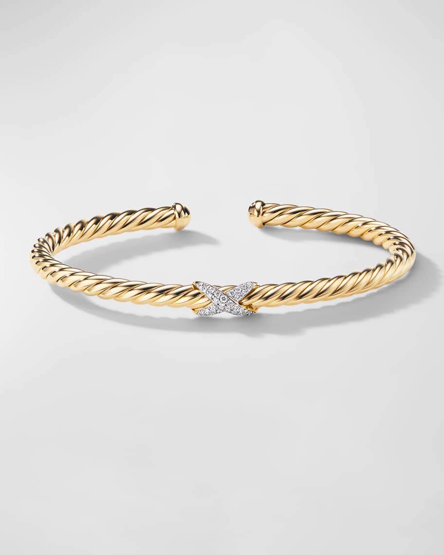 David Yurman Cablespira X-Station Bracelet with Diamonds in 18k Gold ...