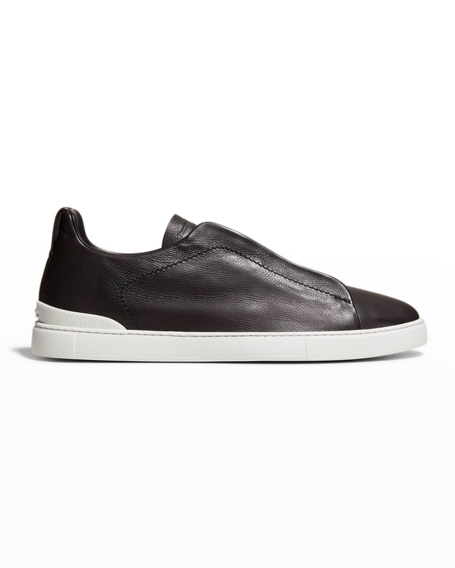 ZEGNA Men's Triple Stitch Leather Low-Top Sneakers | Neiman Marcus