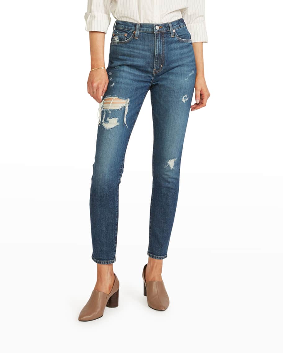ETICA Giselle Mid-Rise Destroyed Skinny Jeans | Neiman Marcus
