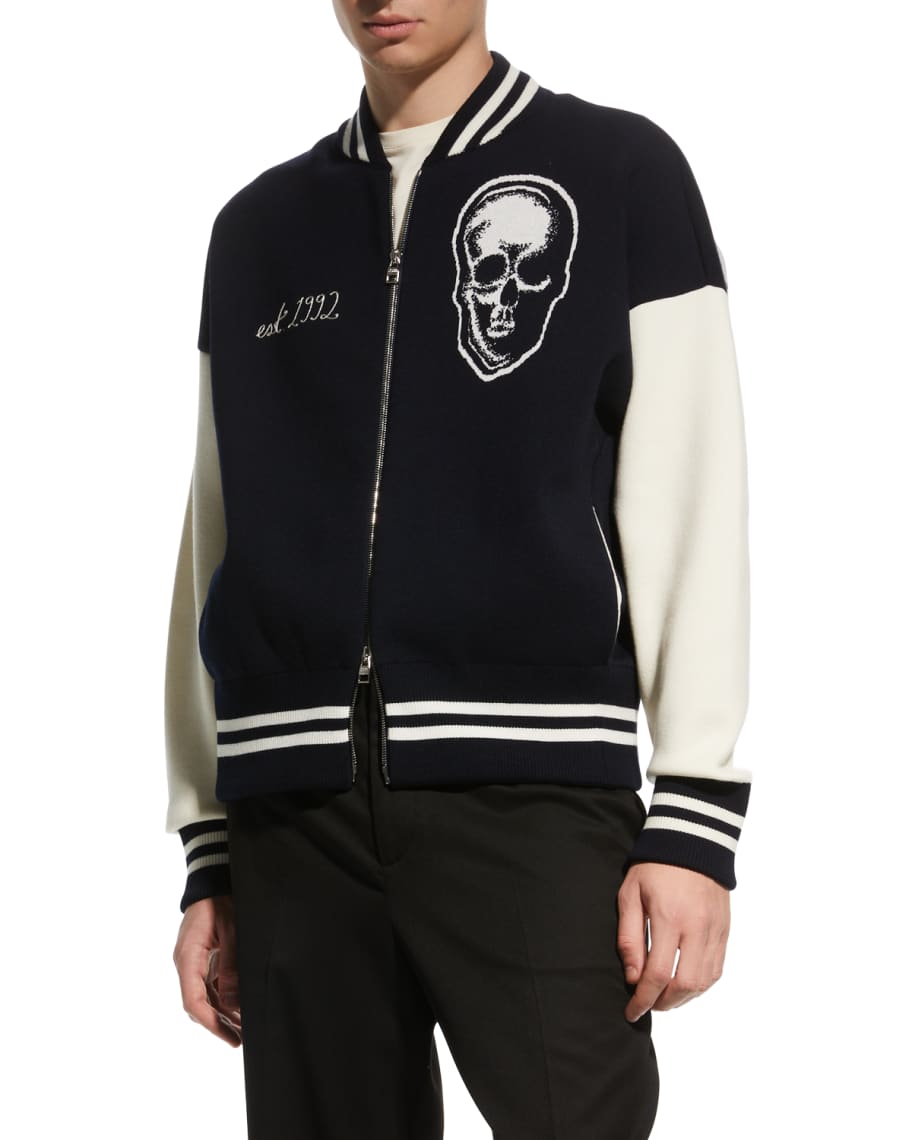 Alexander McQueen Men's Graffiti Skull Varsity Jacket | Neiman Marcus