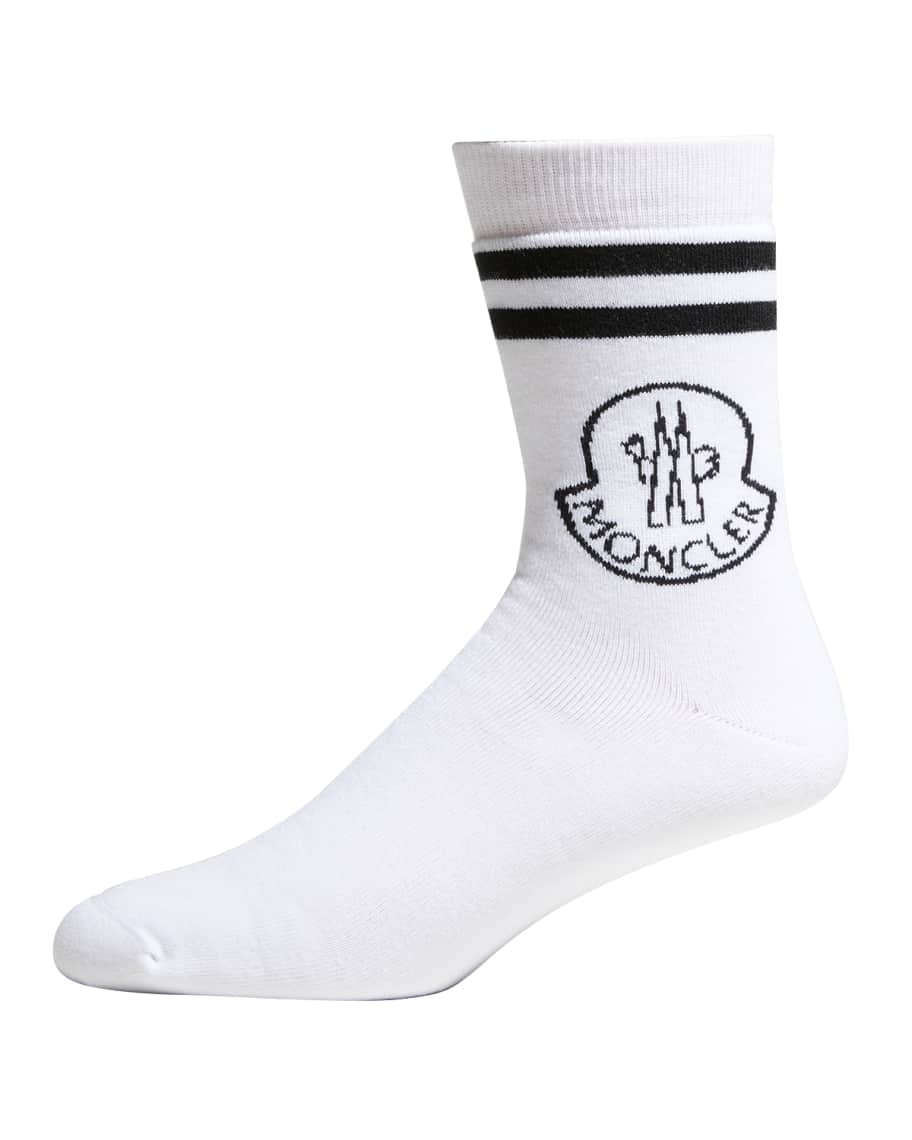 Moncler Men's Striped Logo Socks | Neiman Marcus