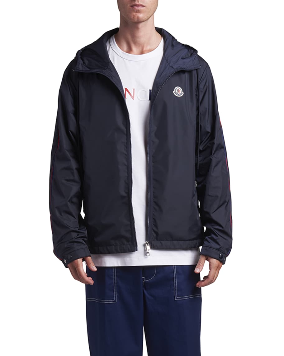 M*5様 大人もOK 12a Moncler Hattab navy Moncler Men's Hattab Hooded Nylon Jacket | Neiman Marcus