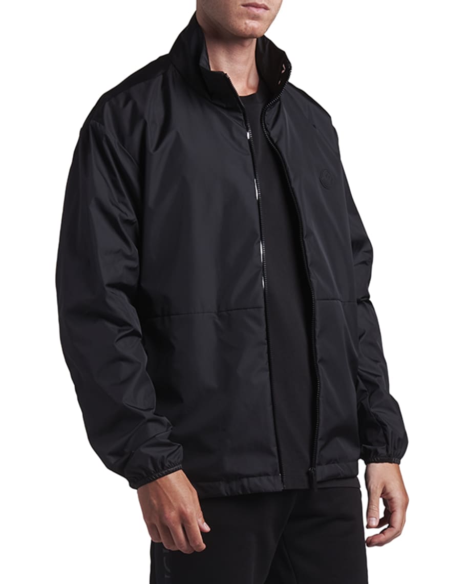 Moncler Men's Gennai Logo-Placket Nylon Jacket | Neiman Marcus