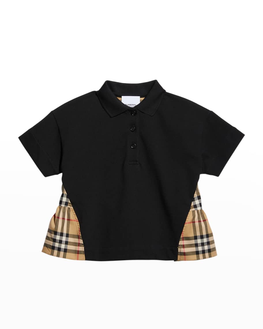Burberry Girl's Mitsie Vintage Check Peplum Polo Shirt, Size 314
