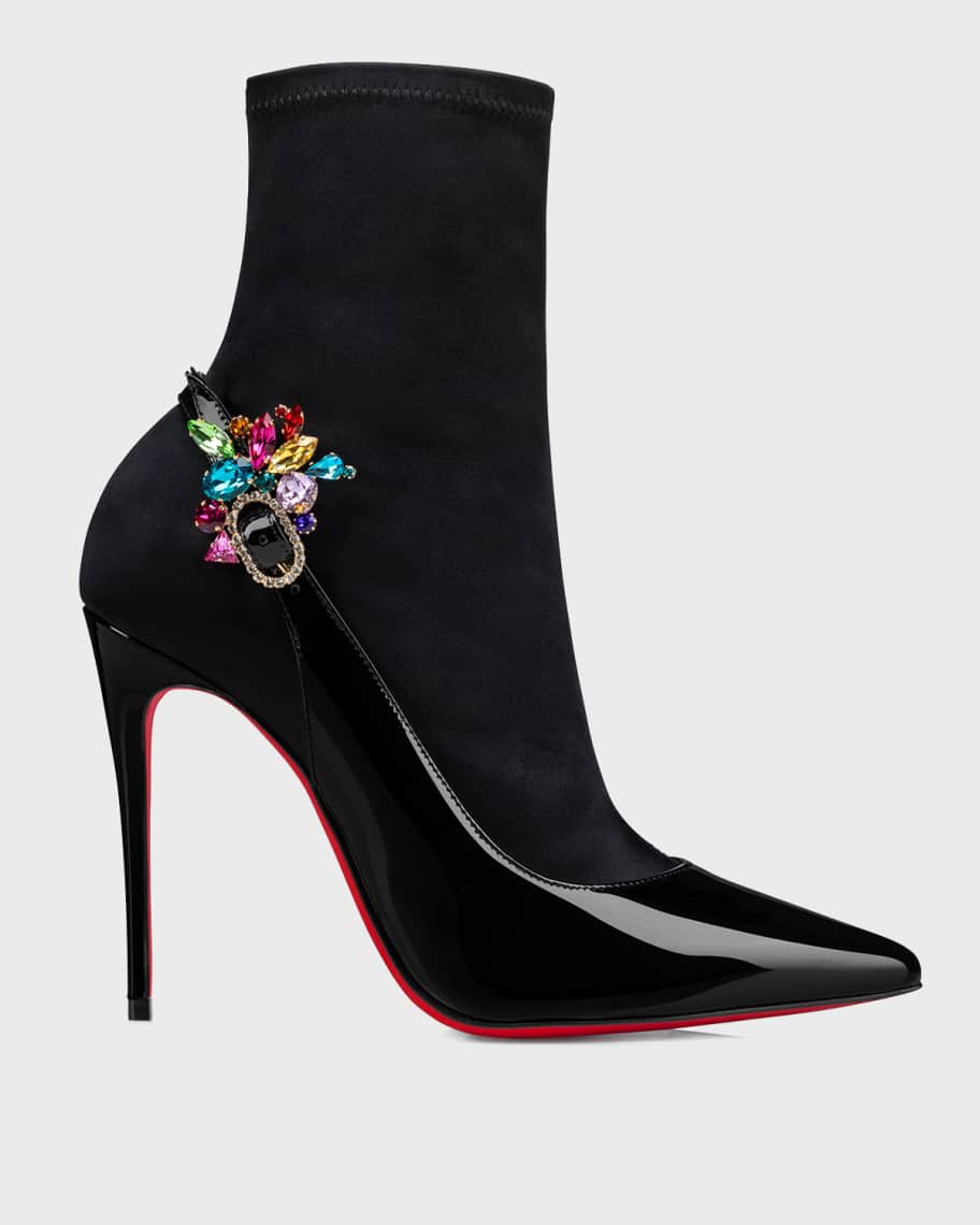 Christian Louboutin Jessie Patent Jeweled Red Sole Booties | Neiman Marcus