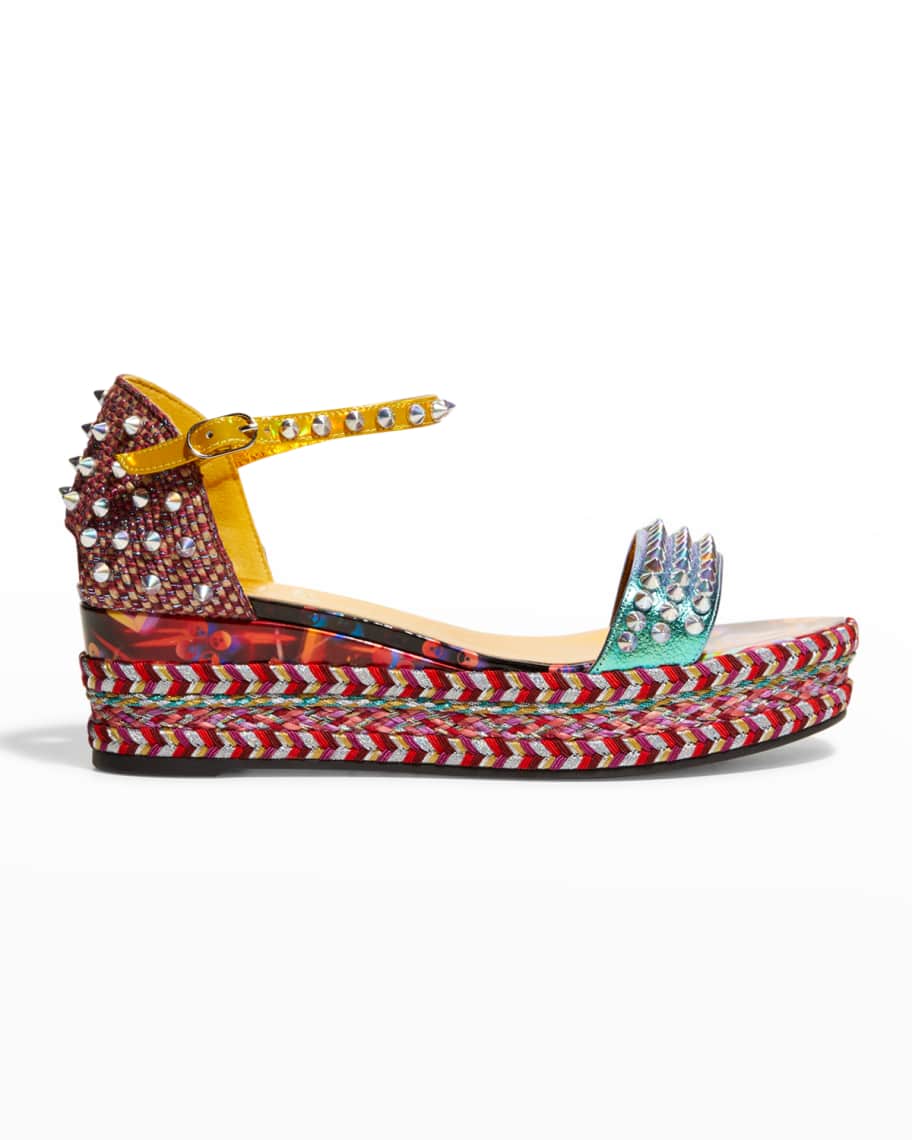 Christian Louboutin Madmonica Spike Wedge Espadrille Sandals