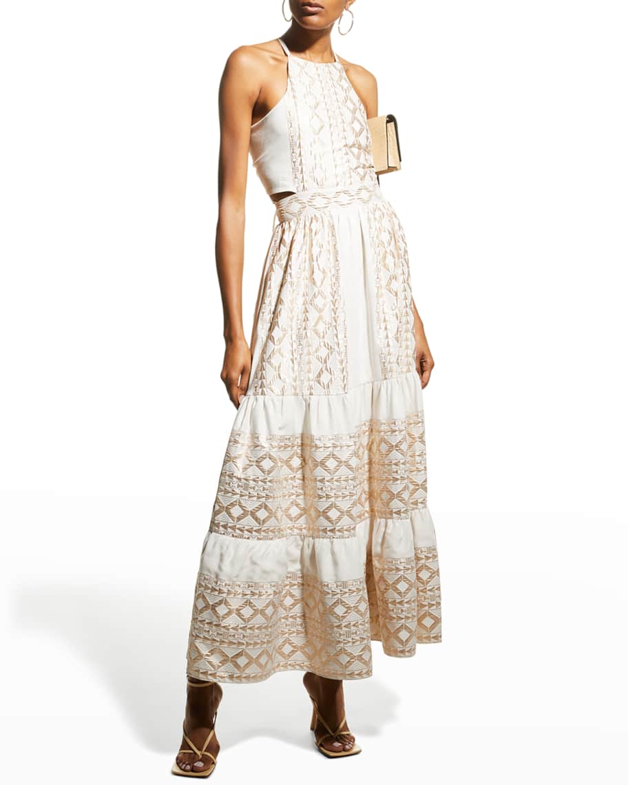 LACE The Label Halter-Neck Tiered Maxi Dress | Neiman Marcus