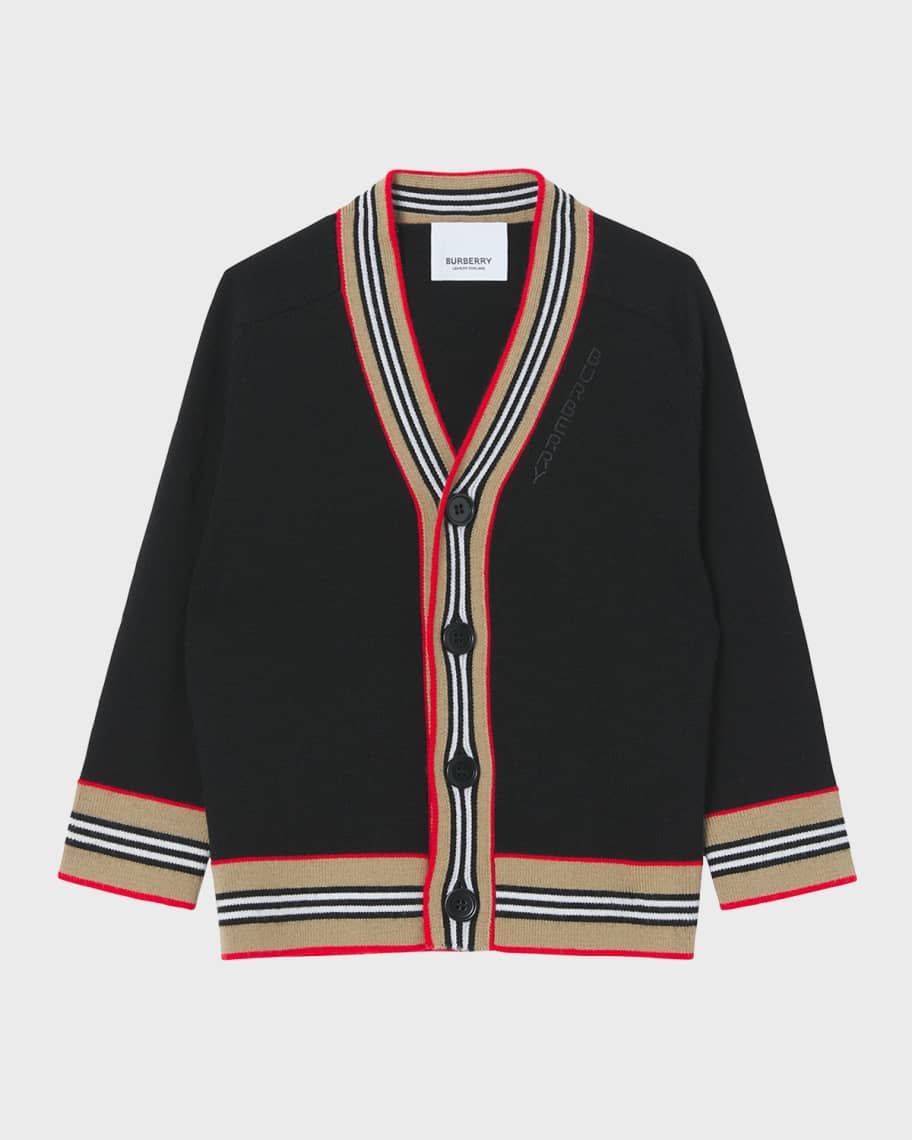 Burberry Kids EKD-patch wool cardigan - White