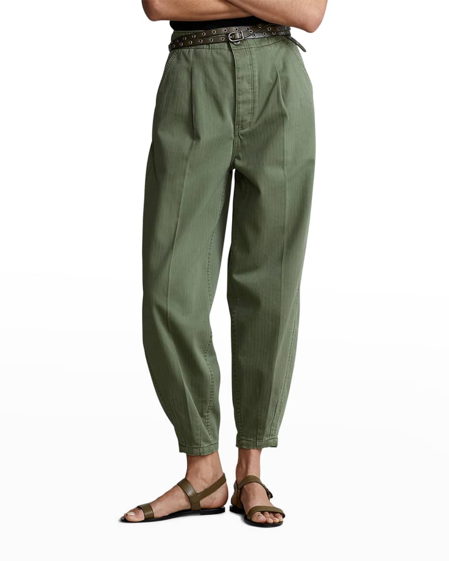 Polo Ralph Lauren Cropped Pants with Pleats | Neiman Marcus