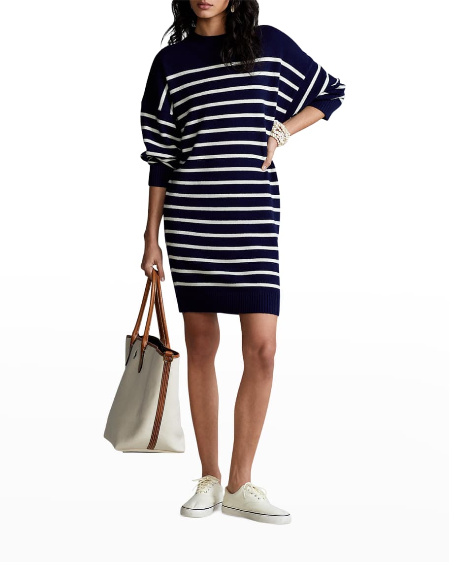 Polo Ralph Lauren Nautical-Striped Cashmere Dress | Neiman Marcus
