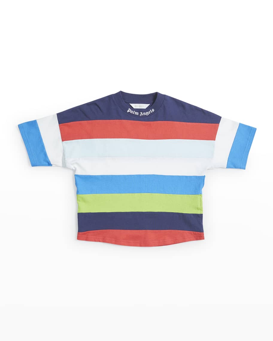 Palm Angels Boy's Logo Striped Jersey T-Shirt, Size 4-12