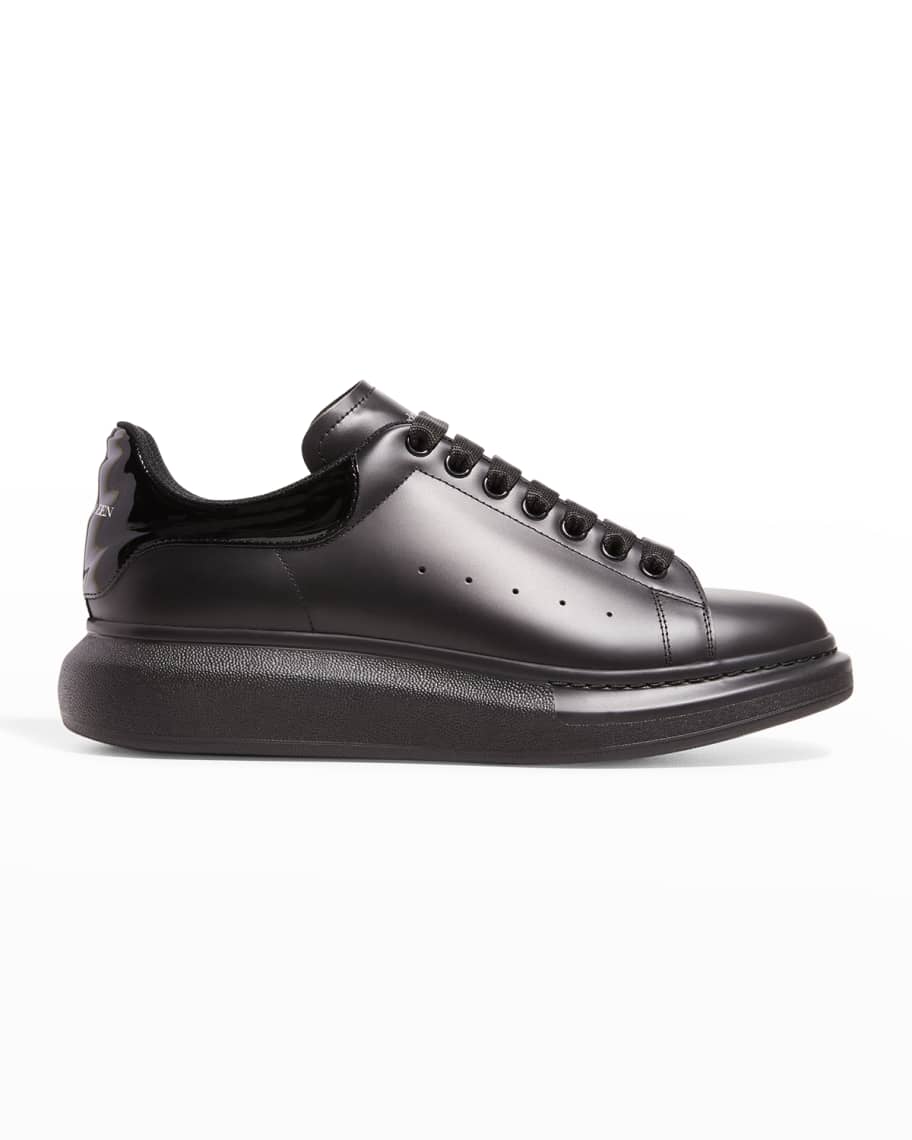 Alexander McQueen Black Patent Leather Oversized Sneakers Size 42