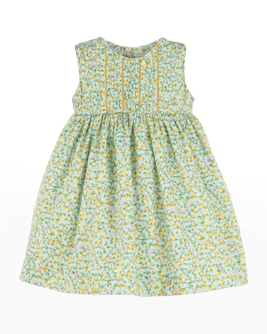 Luli & Me Girl's Apple-Print Pleated Dress, Size 2-4T | Neiman Marcus