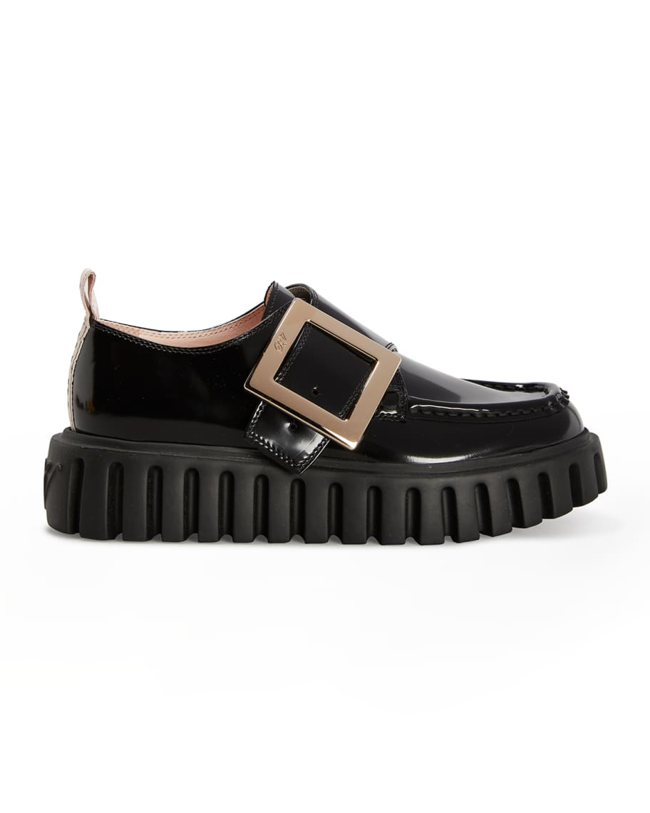 Roger Vivier Viv Creepers Patent Monk Loafers | Neiman Marcus