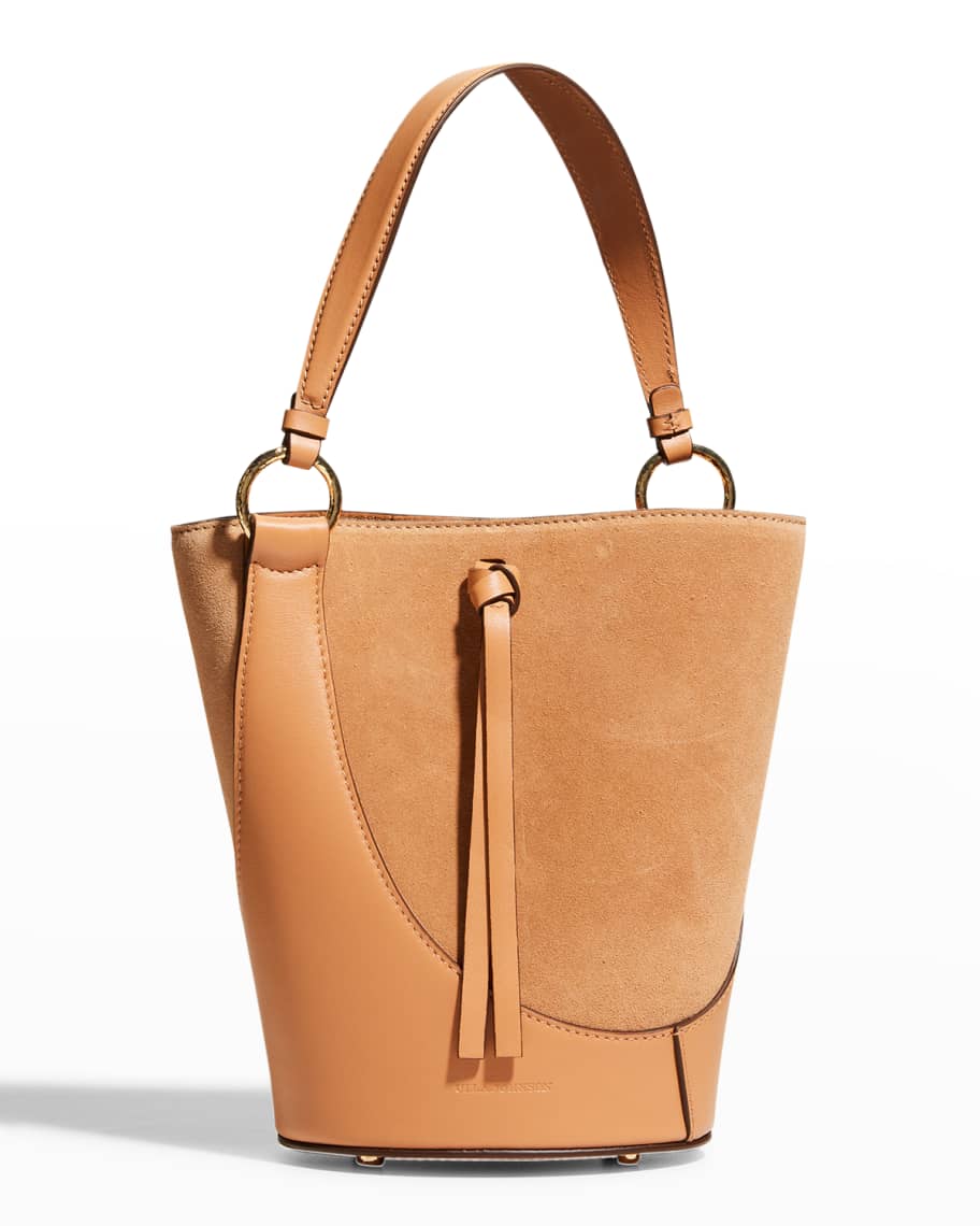 Ulla Johnson Esme Mixed Leather Small Bucket Tote Bag | Neiman Marcus