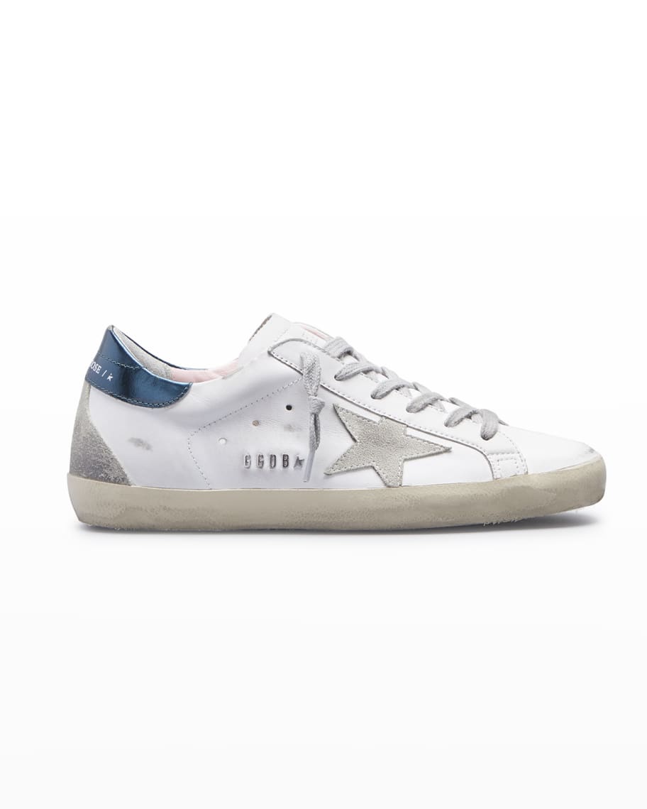 Golden Goose Super-Star Leather Sneakers with Suede Star Laminated Heel ...