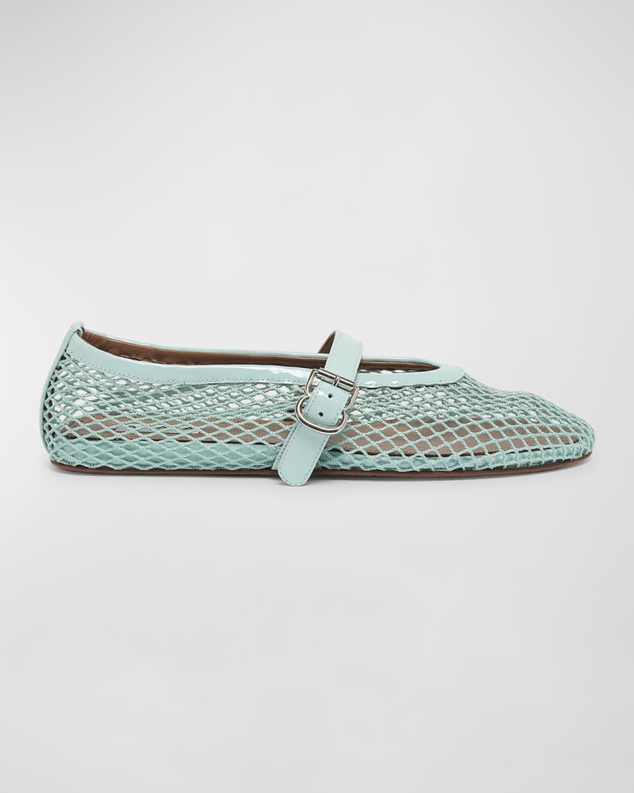 ALAIA Mesh Mary Jane Ballerina Flats | Neiman Marcus