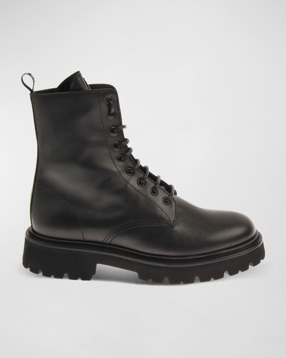 John Richmond Men's Lug-Sole Leather Combat Boots | Neiman Marcus