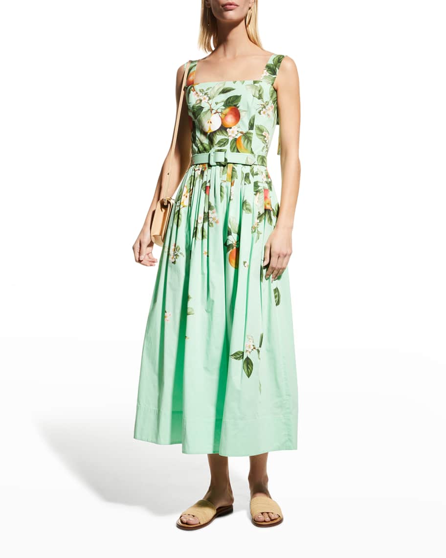 Oscar de la Renta Degrade Apple Blossom-Print Belted Tank Dress ...