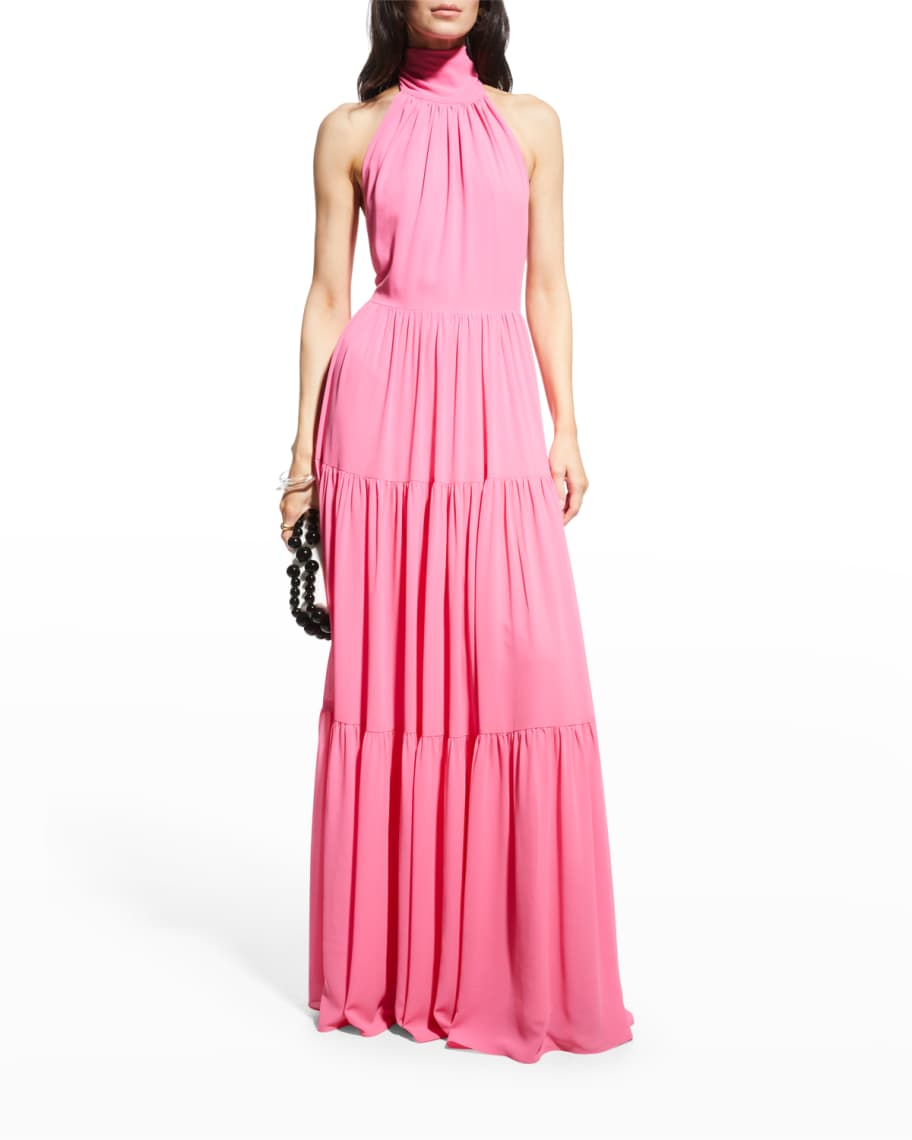 One33 Social Tiered Georgette Maxi Halter Dress | Neiman Marcus