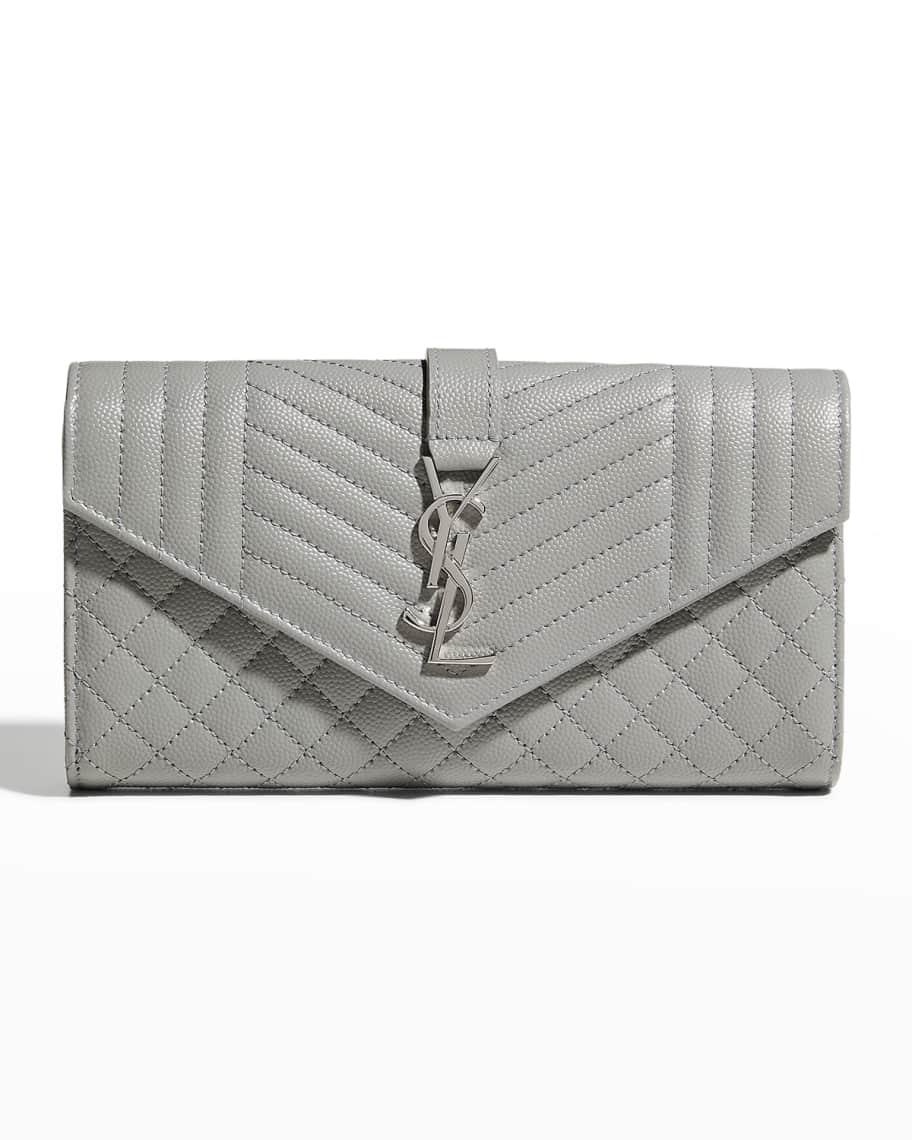 Saint Laurent YSL Triquilt Envelope Flap Leather Wallet Neiman Marcus