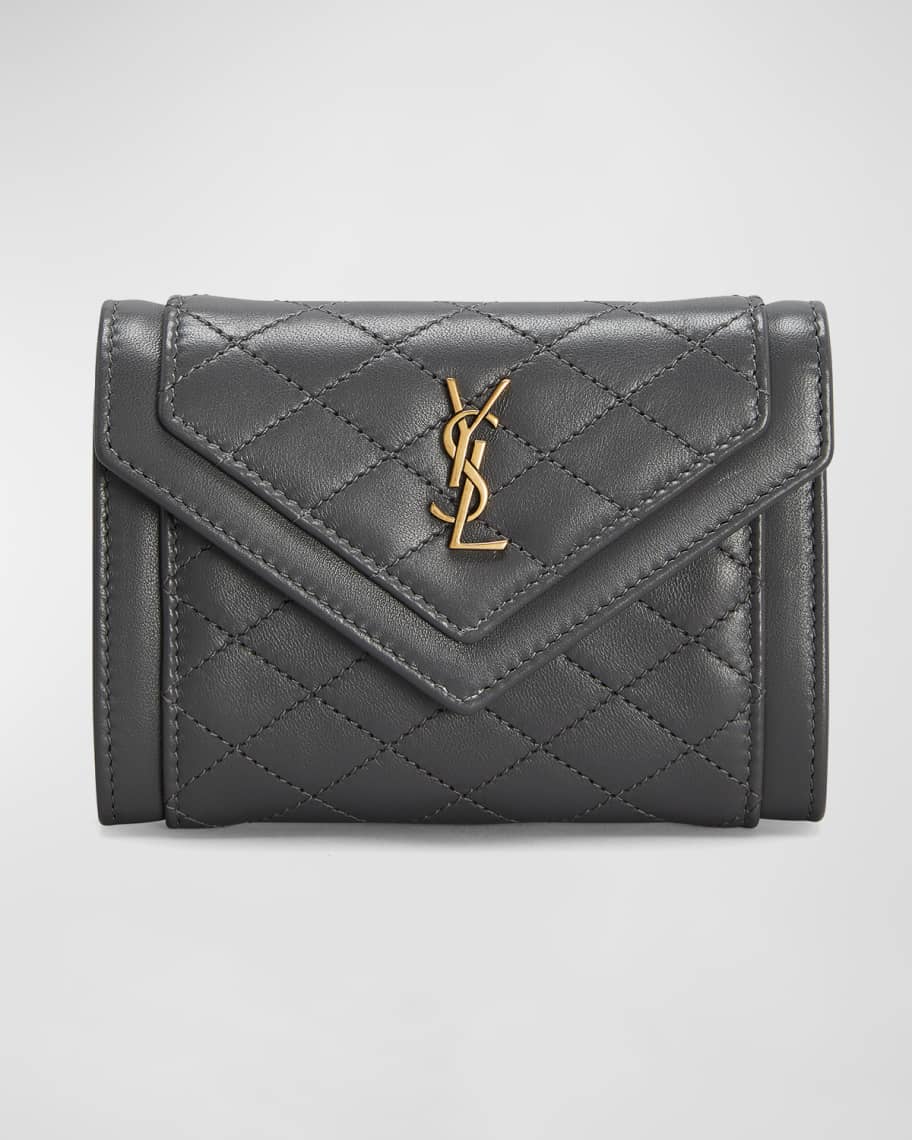 Saint Laurent Gaby Small YSL Flap Envelope Wallet in Quilted Smooth ...