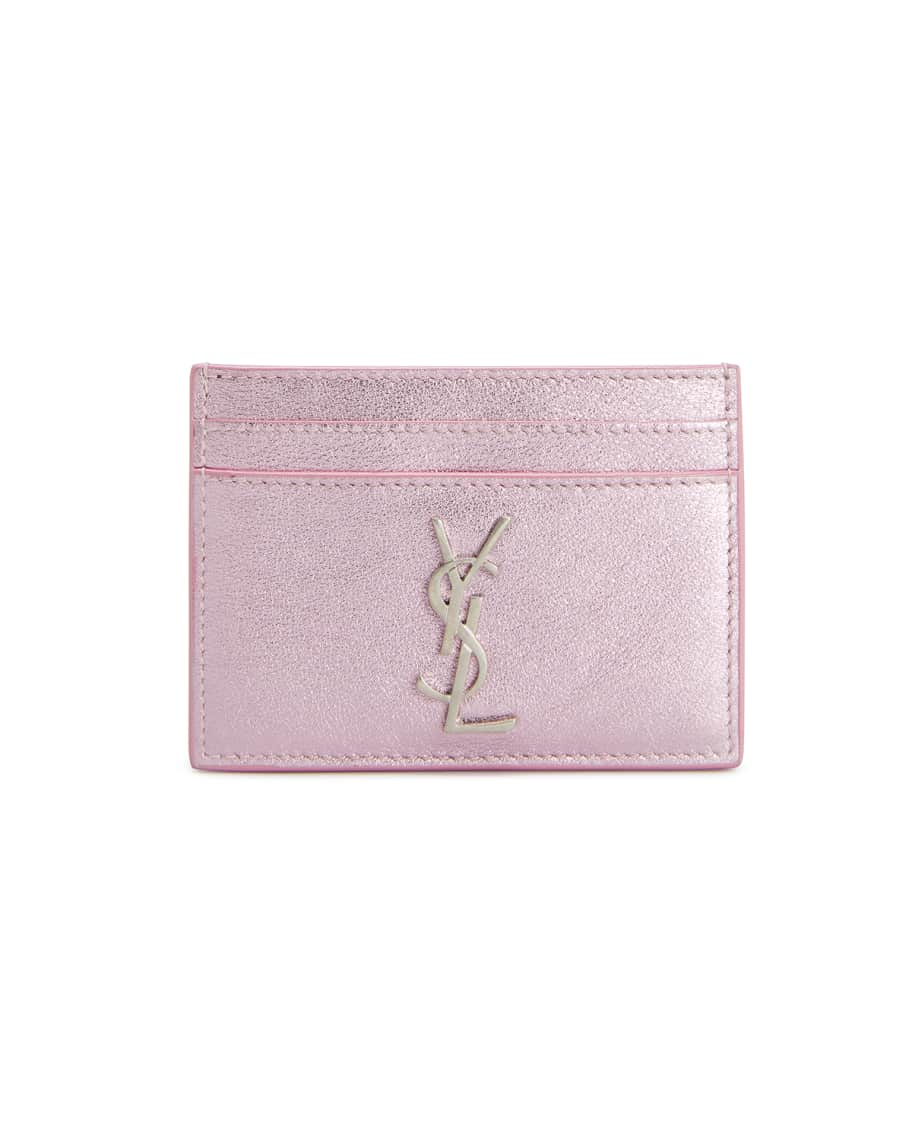 Saint Laurent Monogram Quilted Cardholder - Pink