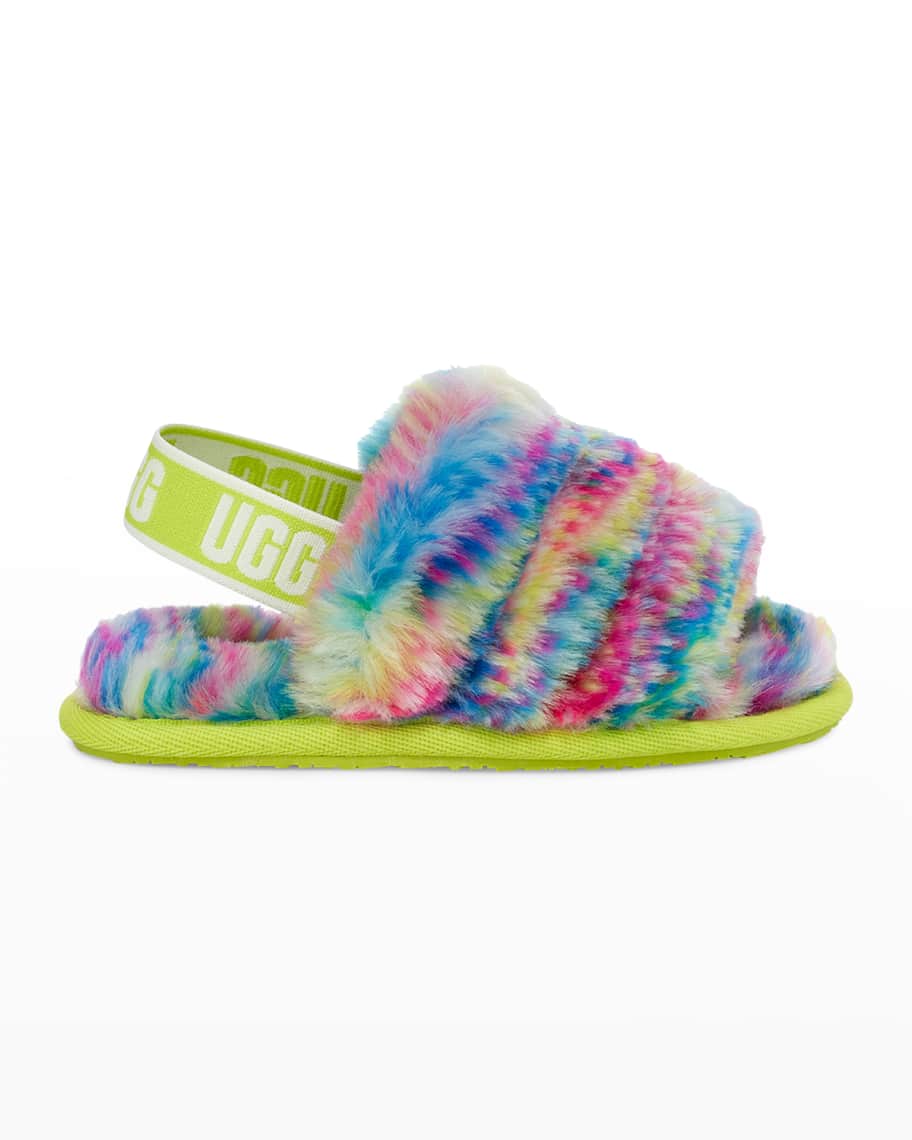 UGG Girl's Fluff Yeah Multicolor Pixelate Slides, Baby/Toddlers